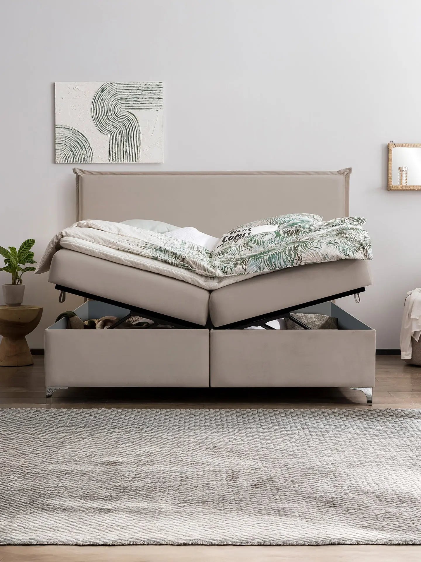 Boxspringbett mit Stauraum Velours LONDON