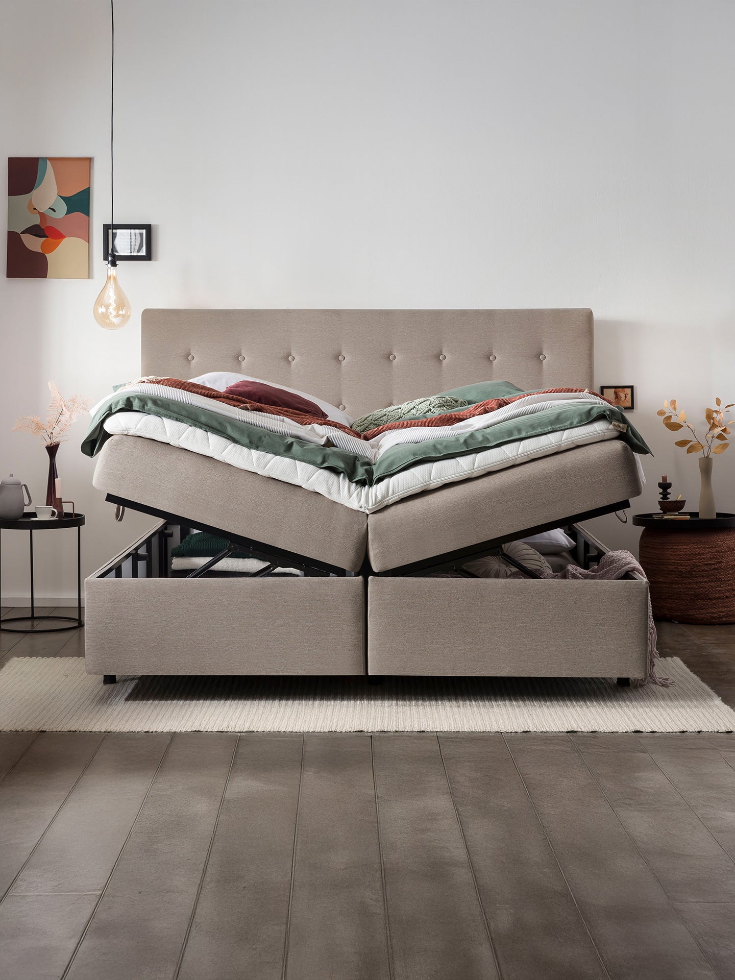 Boxspringbett mit Stauraum Webstoff MILANO