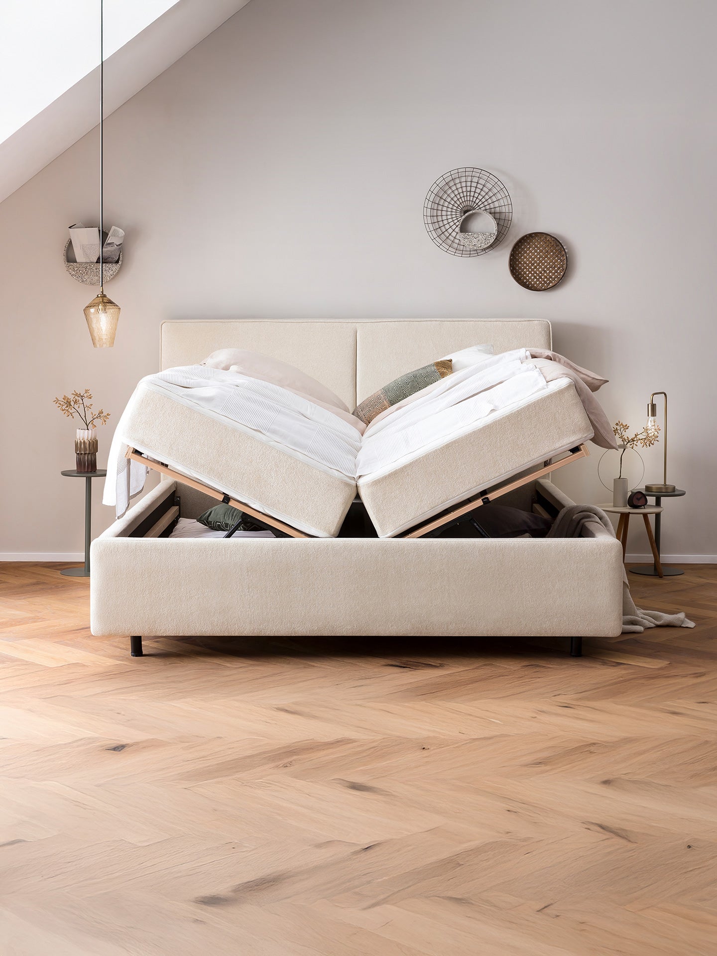 Bett mit Stauraum Teddy-Bouclé Bari