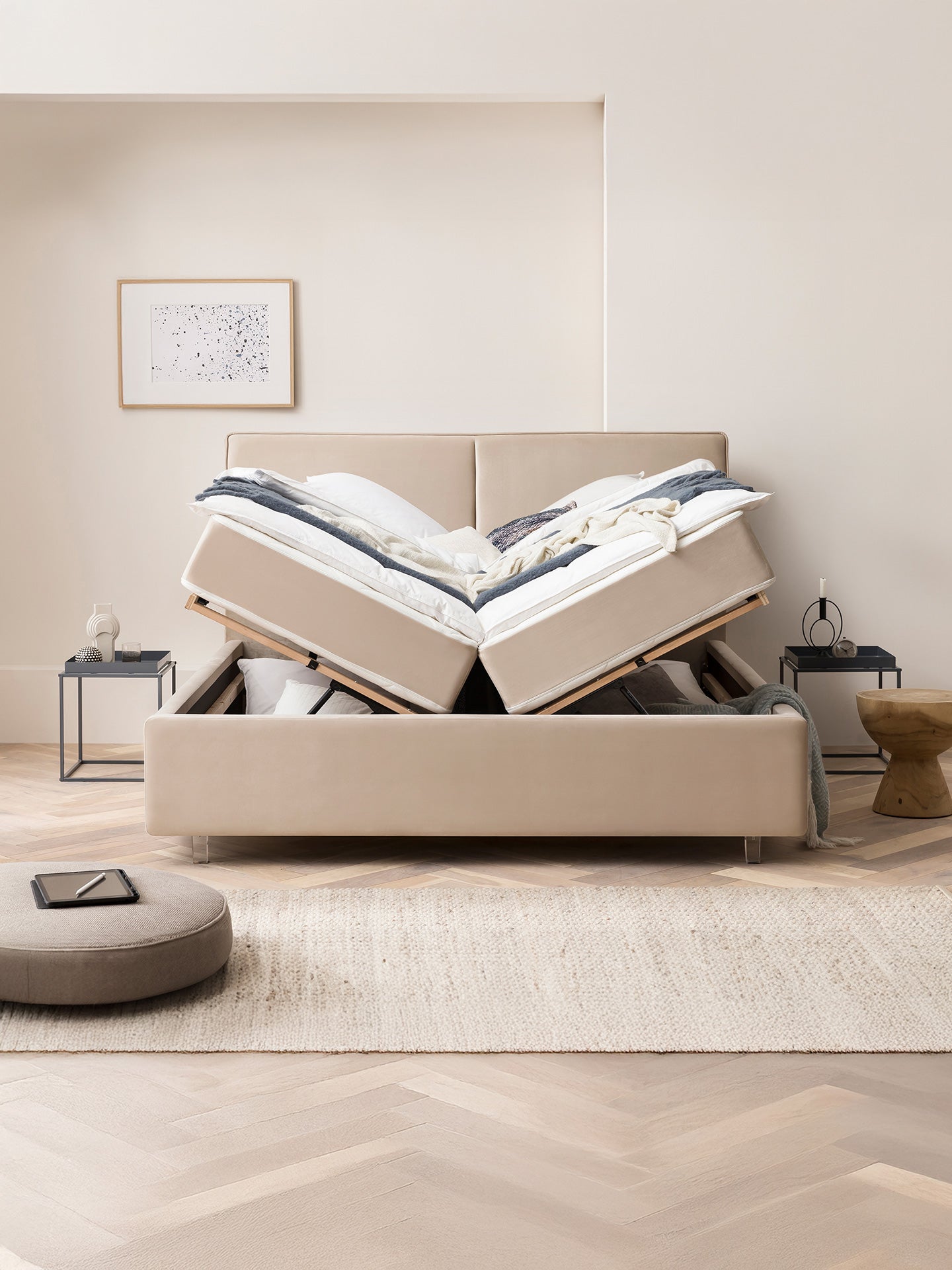 Bett mit Stauraum Velours Bari