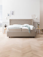 Velours Bett mit Stauraum Taupe FLORIDA BettCo Boxspringbetten