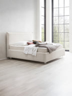 Teddy-Bouclé Bett mit Stauraum Altweiß London