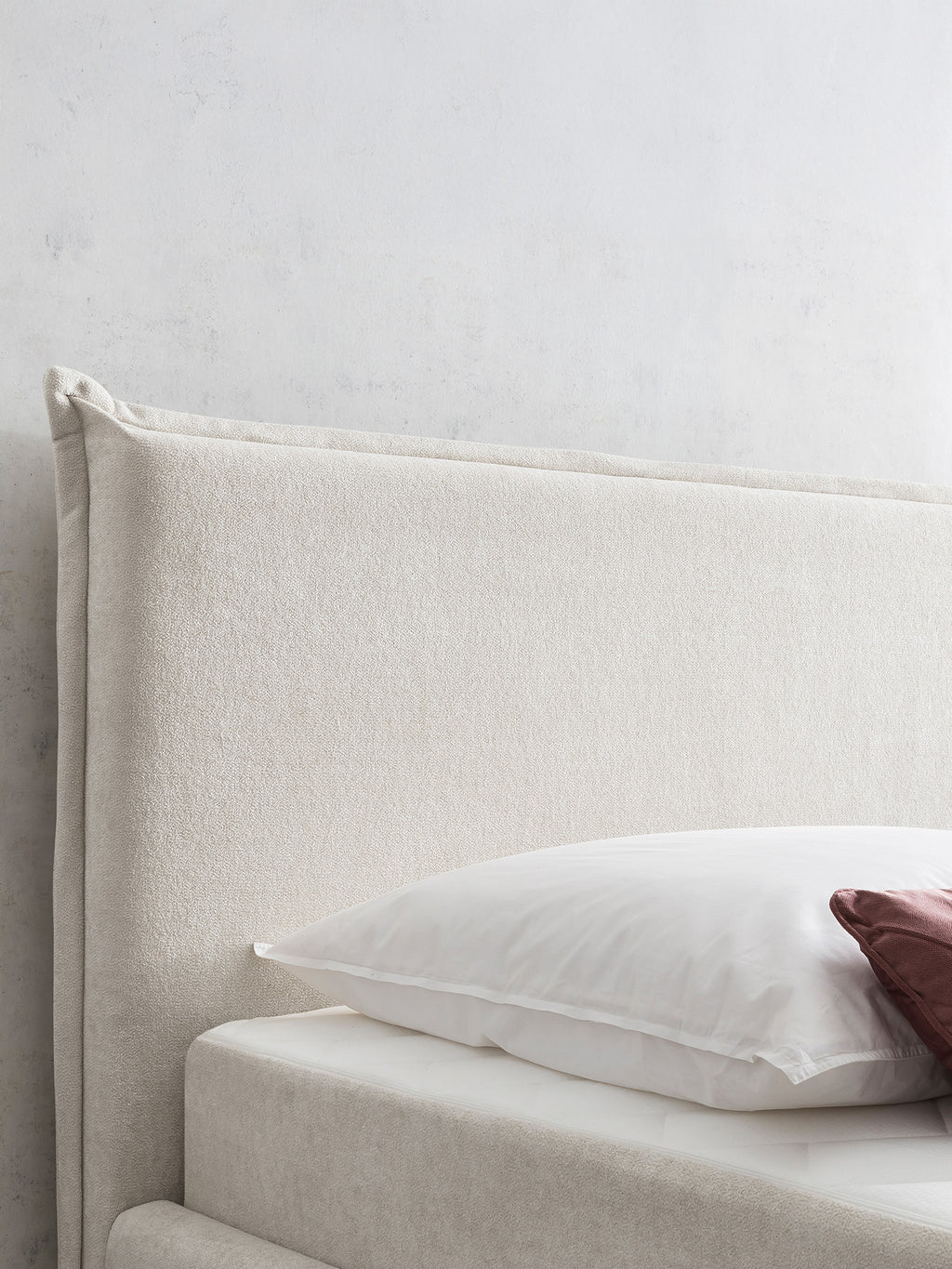 Teddy-Bouclé Bett mit Stauraum Altweiß London