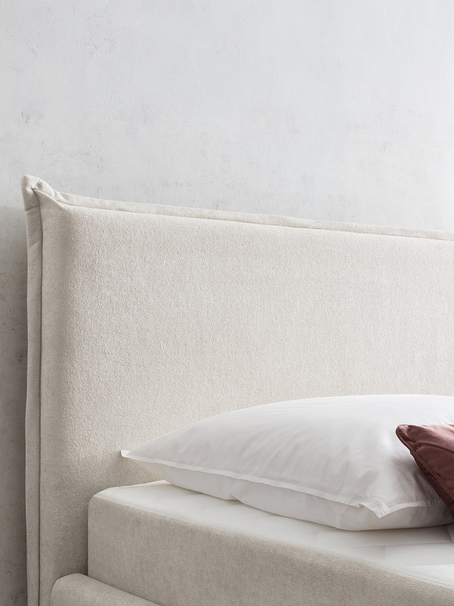 Teddy-Bouclé Bett mit Stauraum Altweiß LONDON