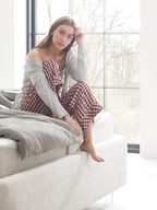 Teddy-Bouclé Bett mit Stauraum Altweiß London