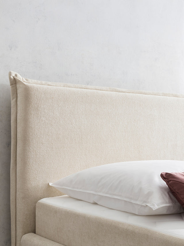 Teddy-Bouclé Bett mit Stauraum Creme LONDON