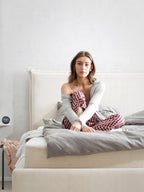 Teddy-Bouclé Bett mit Stauraum Creme London