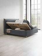 Teddy-Bouclé Bett mit Stauraum Dunkelgrau London