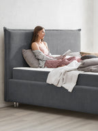 Teddy-Bouclé Bett mit Stauraum Dunkelgrau London