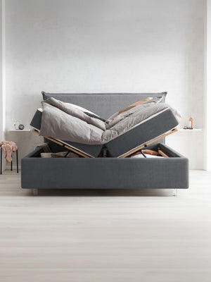 Teddy-Bouclé Bett mit Stauraum Dunkelgrau London