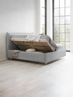 Teddy-Bouclé Bett mit Stauraum Grau London