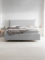 Teddy-Bouclé Bett mit Stauraum Grau London