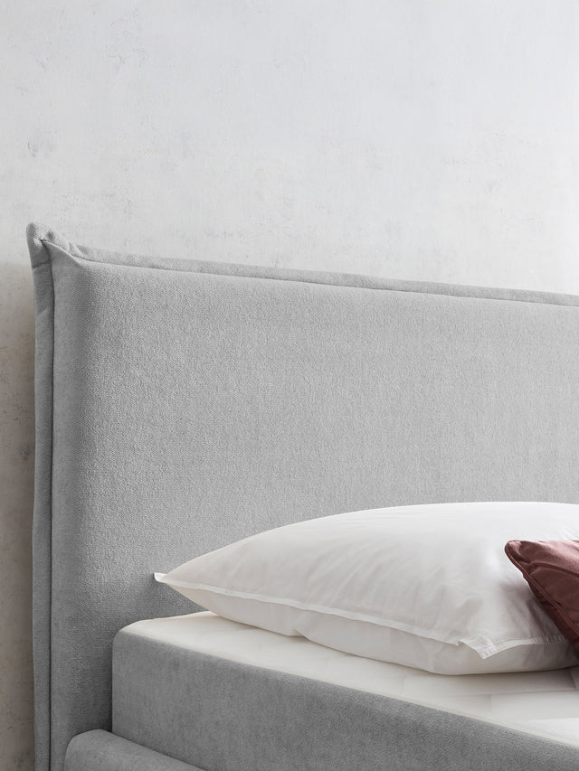 Teddy-Bouclé Bett mit Stauraum Grau LONDON