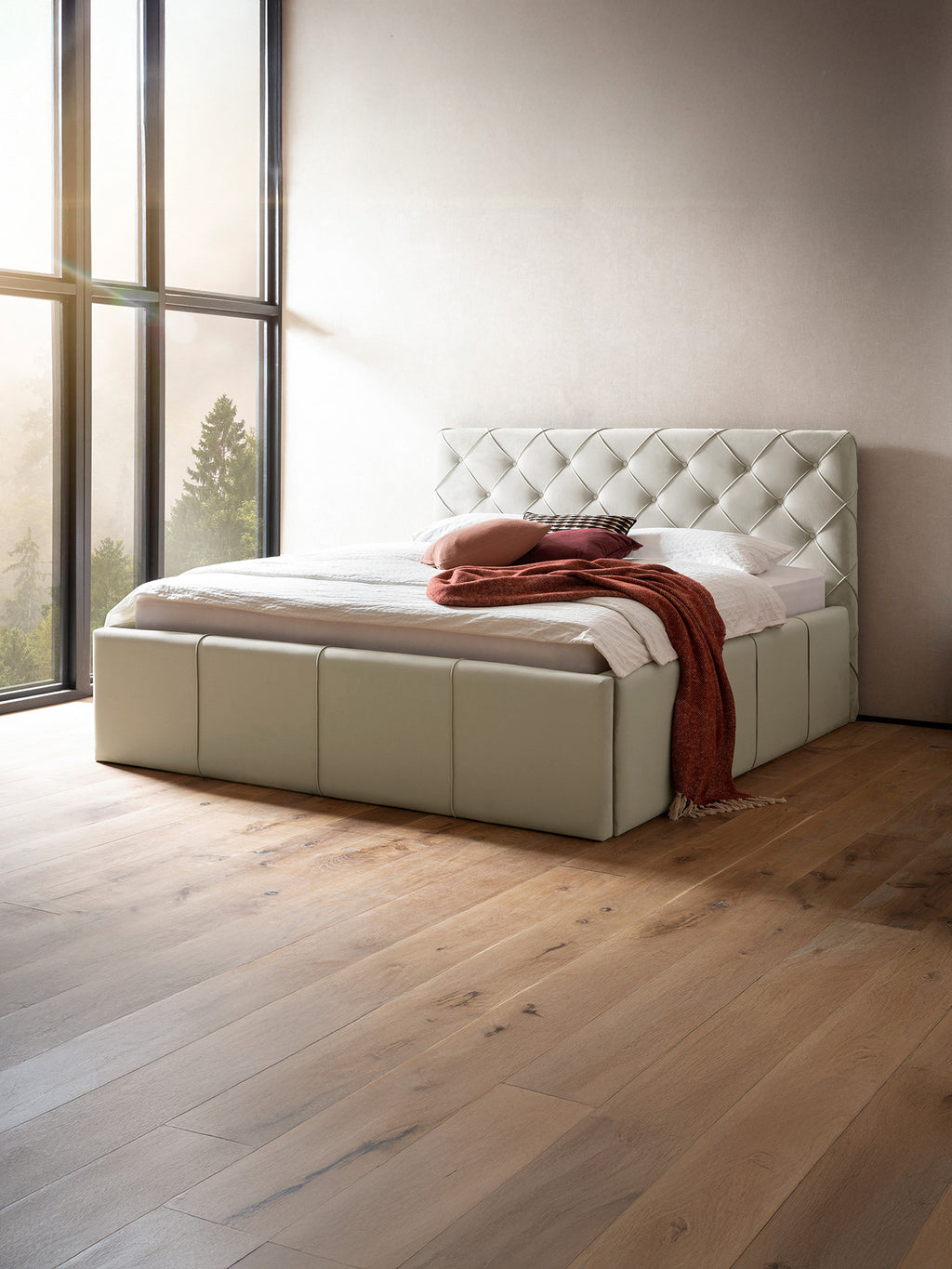 Velvet Bett mit Stauraum Altweiß NELLY