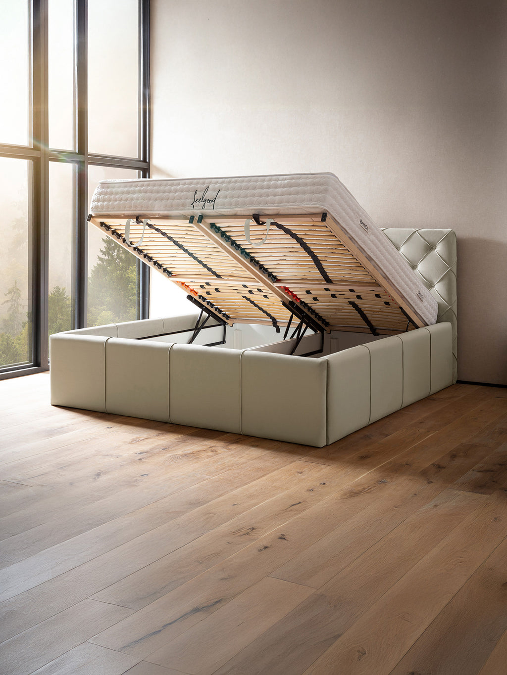 Velvet Bett mit Stauraum Altweiß NELLY