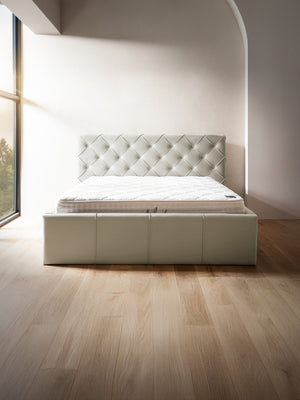 Velvet Bett mit Stauraum Altweiß NELLY