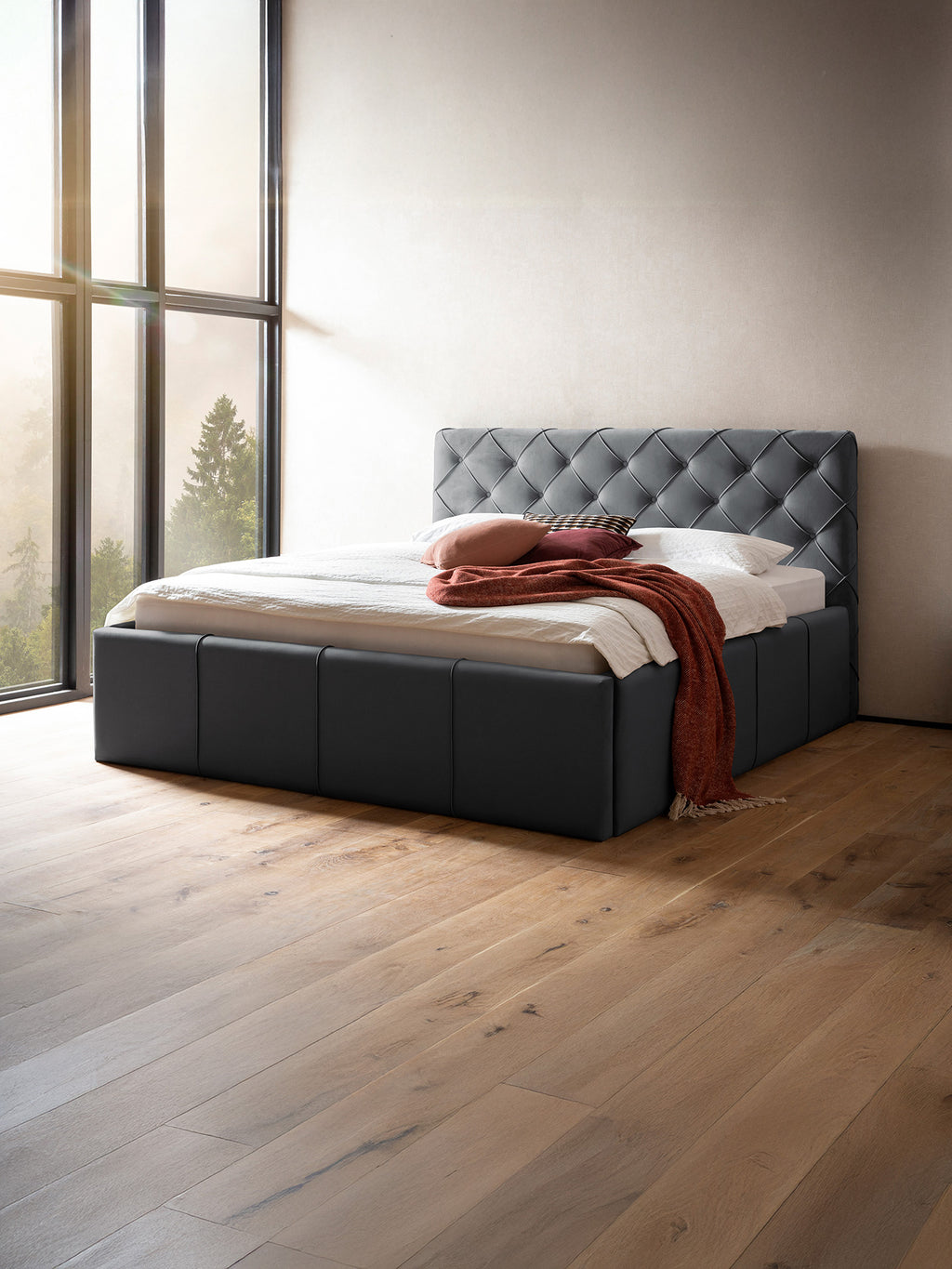 Velvet Bett mit Stauraum Anthrazit NELLY