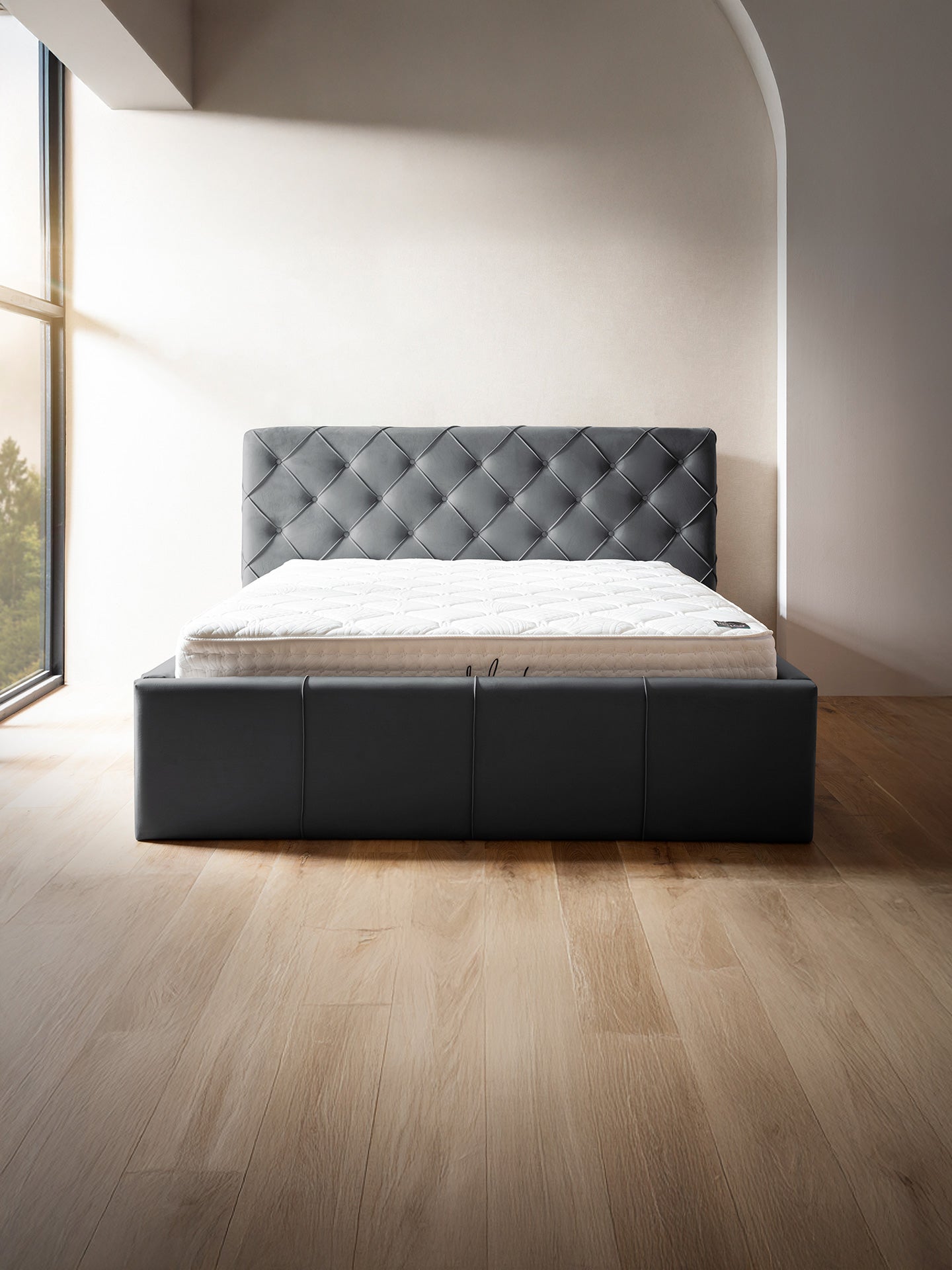 Velvet Bett mit Stauraum Anthrazit NELLY