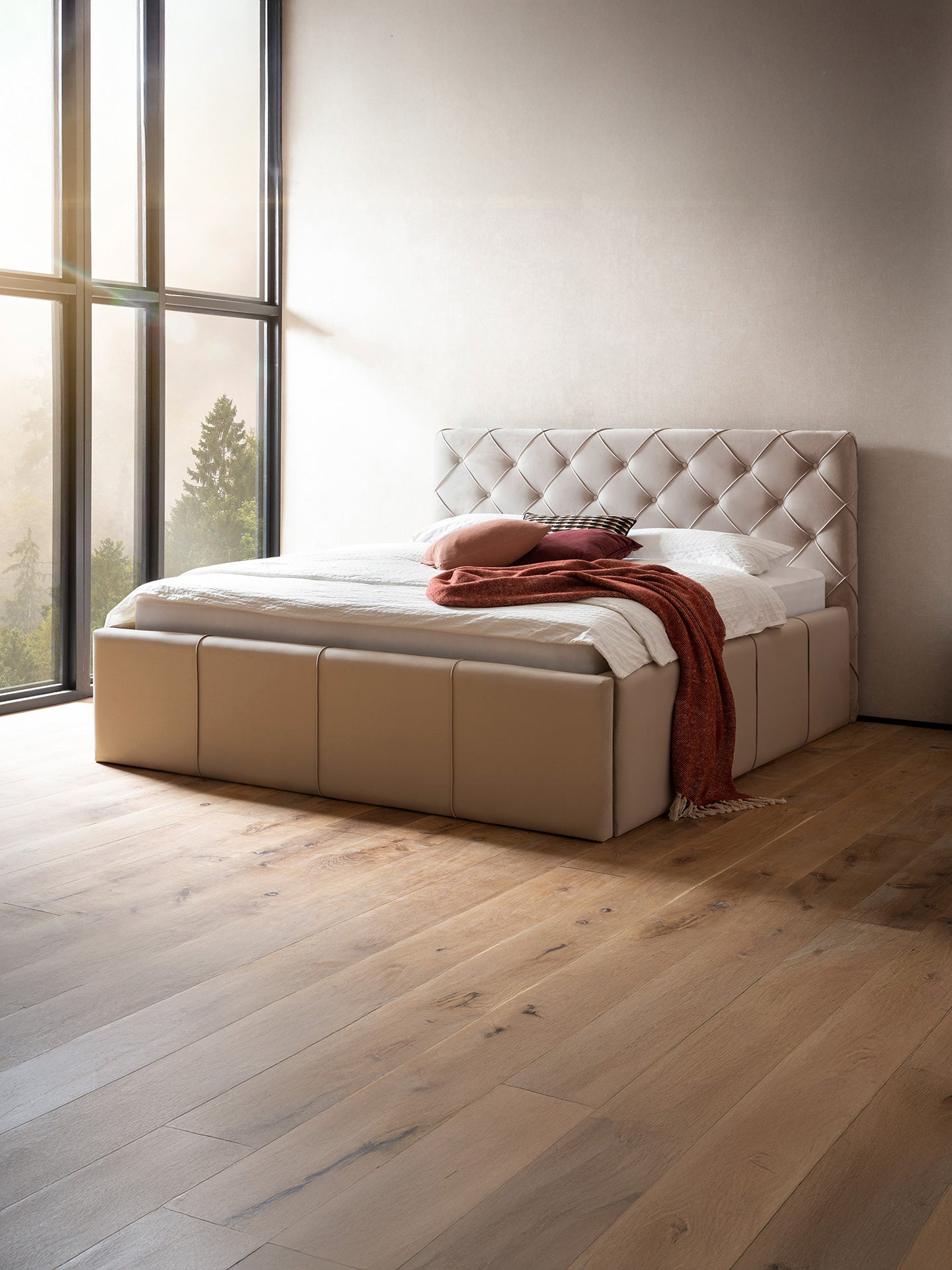 Velvet Bett mit Stauraum Taupe NELLY