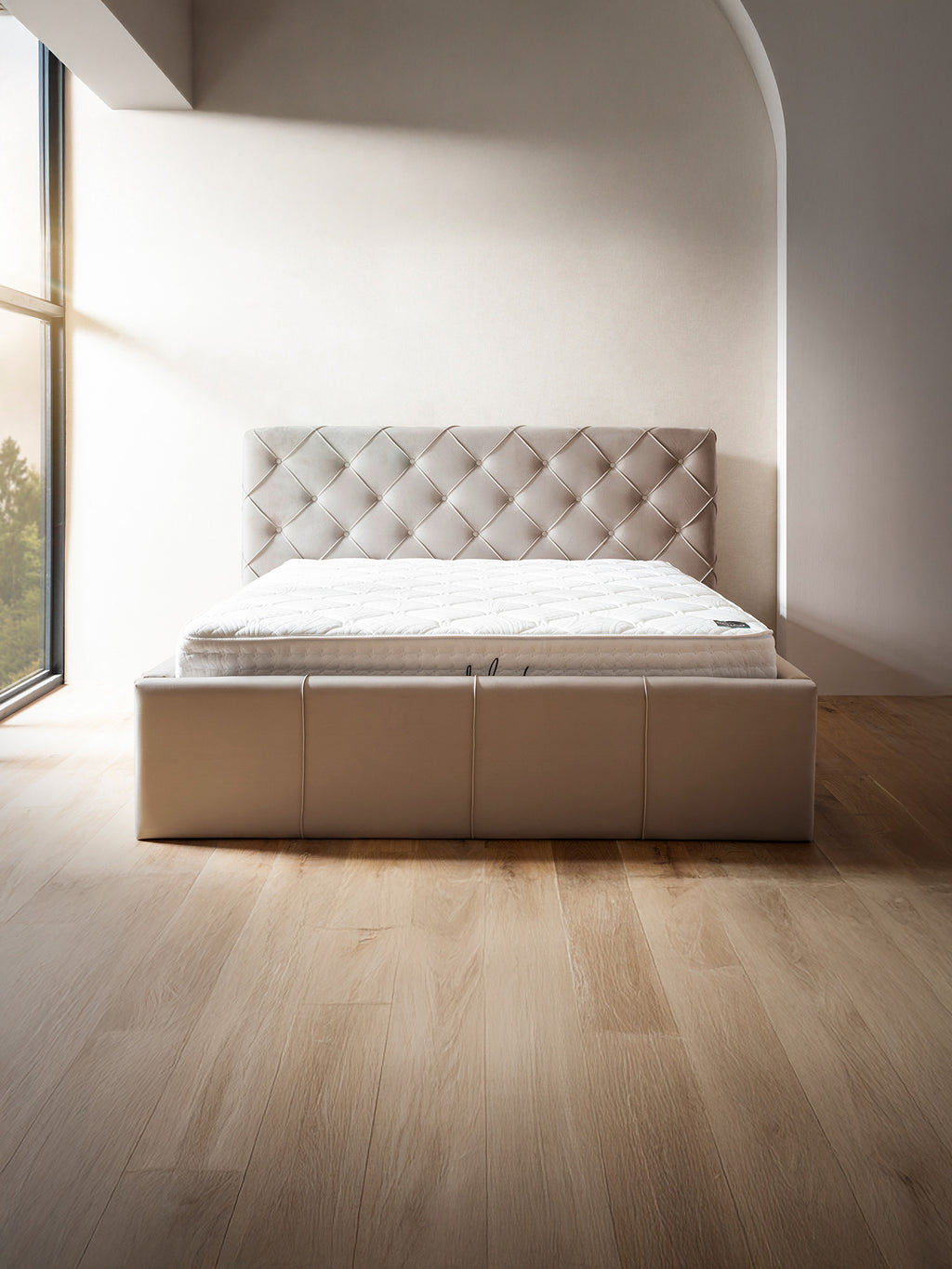 Velvet Bett mit Stauraum Taupe NELLY