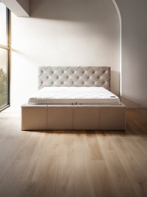 Velvet Bett mit Stauraum Taupe NELLY