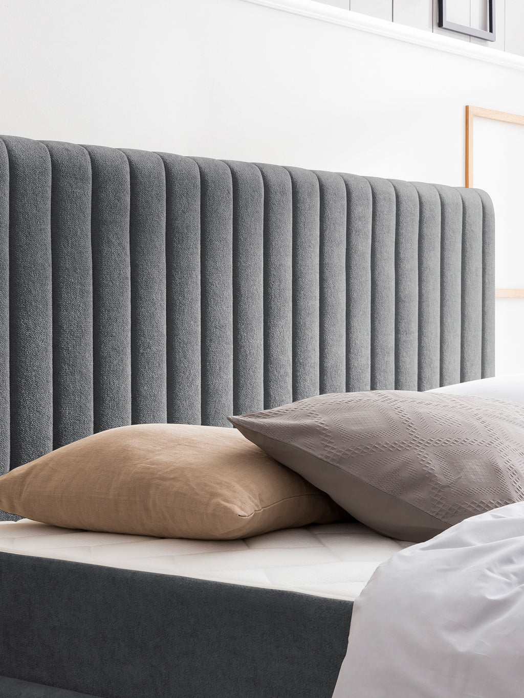 Teddy-Bouclé Bett mit Stauraum Dunkelgrau Paris