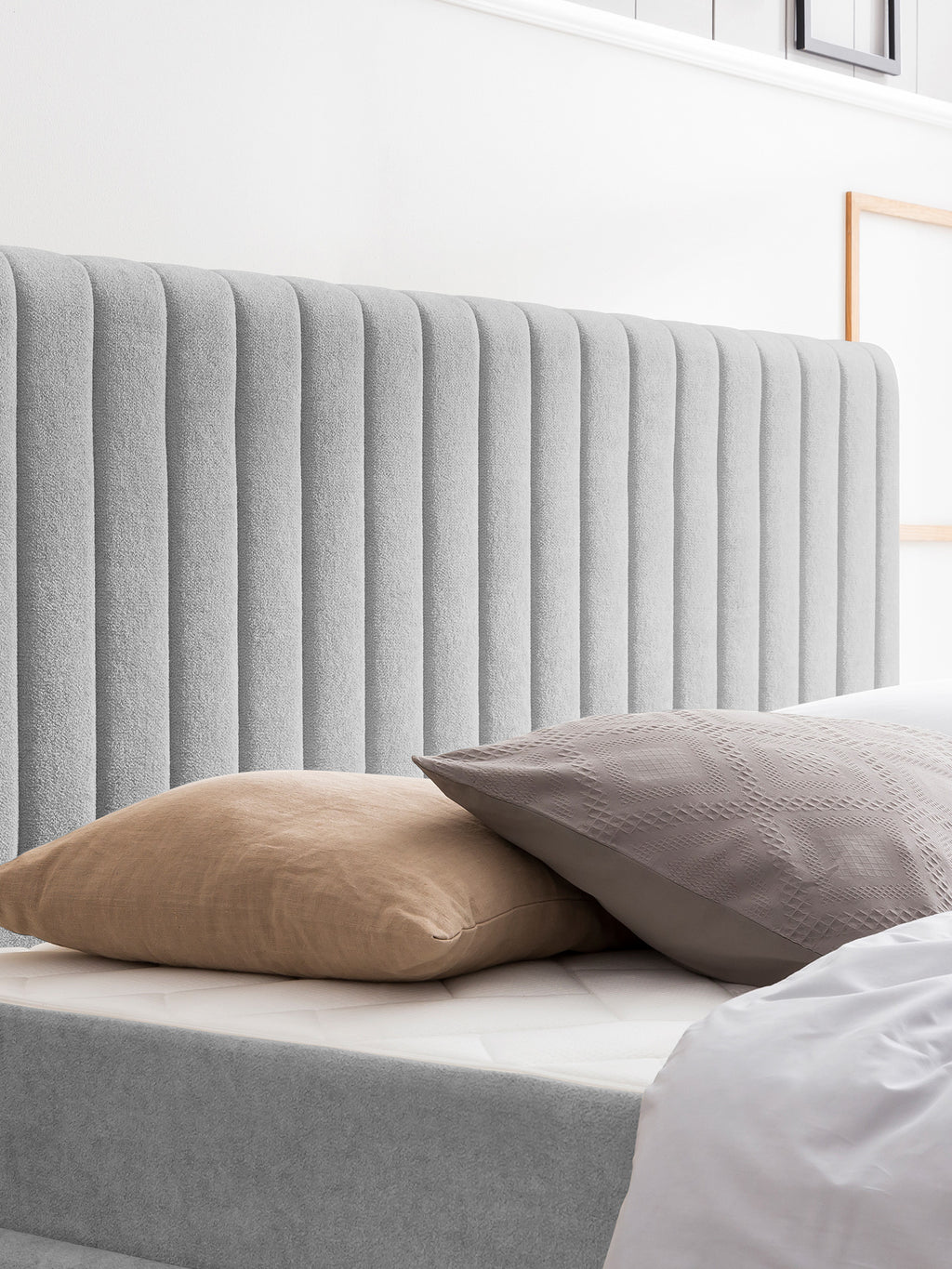 Teddy-Bouclé Bett mit Stauraum Grau Paris