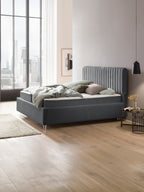 Velours Bett mit Stauraum Dunkelgrau Paris