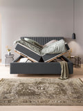 Velours Bett mit Stauraum Dunkelgrau Paris