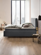 Velours Bett mit Stauraum Dunkelgrau Paris