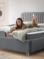 Velours Bett mit Stauraum Dunkelgrau Paris