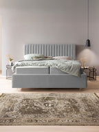 Velours Bett mit Stauraum Grau Paris