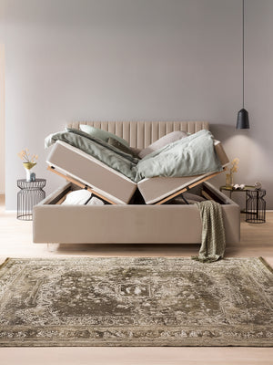 Velours Bett mit Stauraum Taupe Paris
