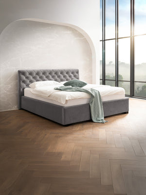 Velvet Bett mit Stauraum Grau STELLA