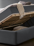 Velours Bett mit Stauraum Dunkelgrau Paris