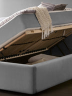 Velours Bett mit Stauraum Grau Paris