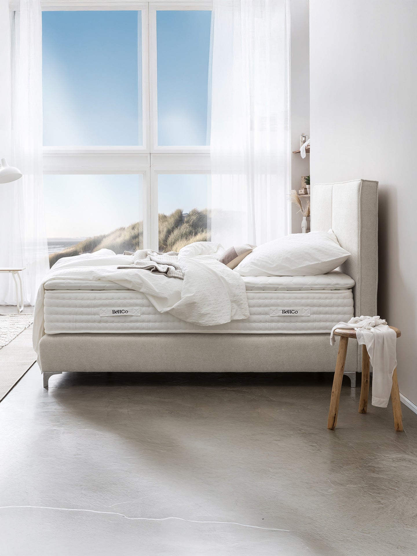 Teddy-Bouclé Boxspringbett Altweiß BARI