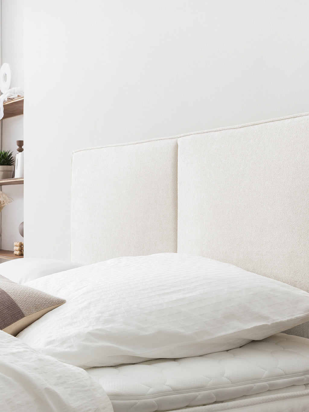 Teddy-Bouclé Boxspringbett Altweiß BARI