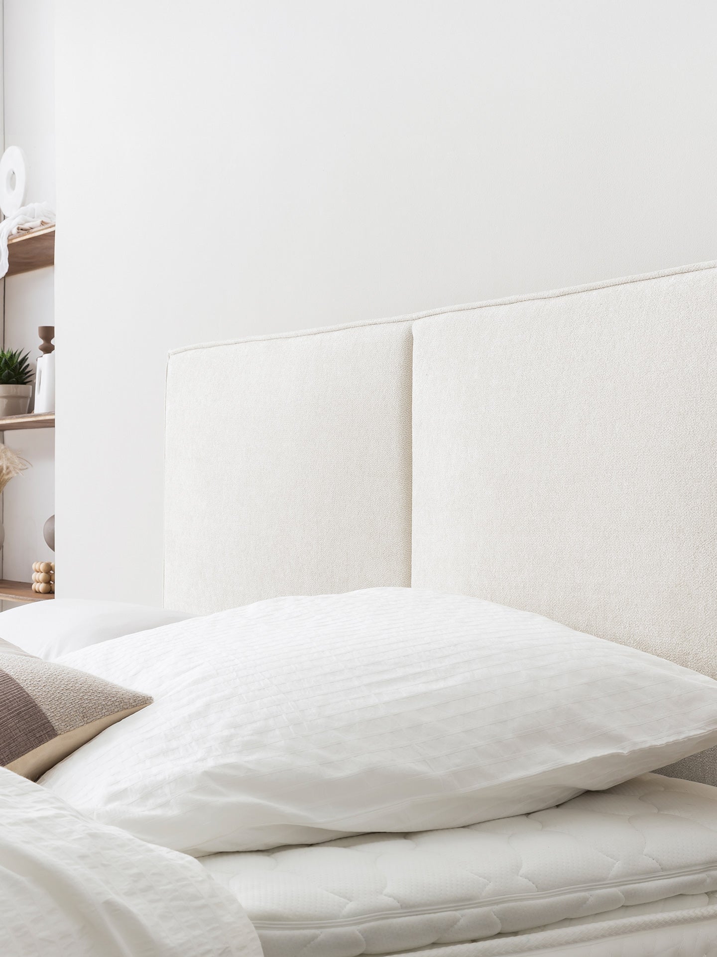 Teddy-Bouclé Boxspringbett Altweiß BARI