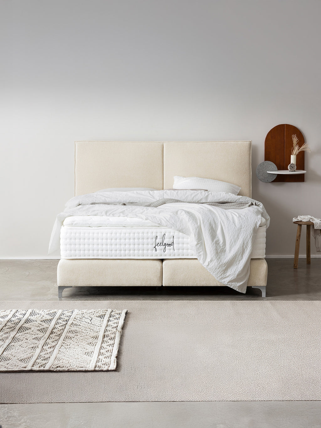 Teddy-Bouclé Boxspringbett Creme BARI