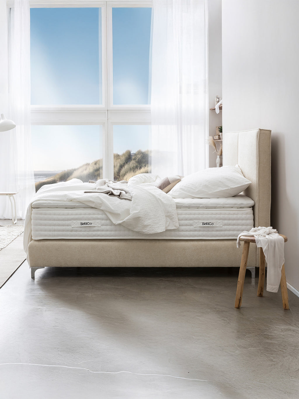 Teddy-Bouclé Boxspringbett Creme BARI