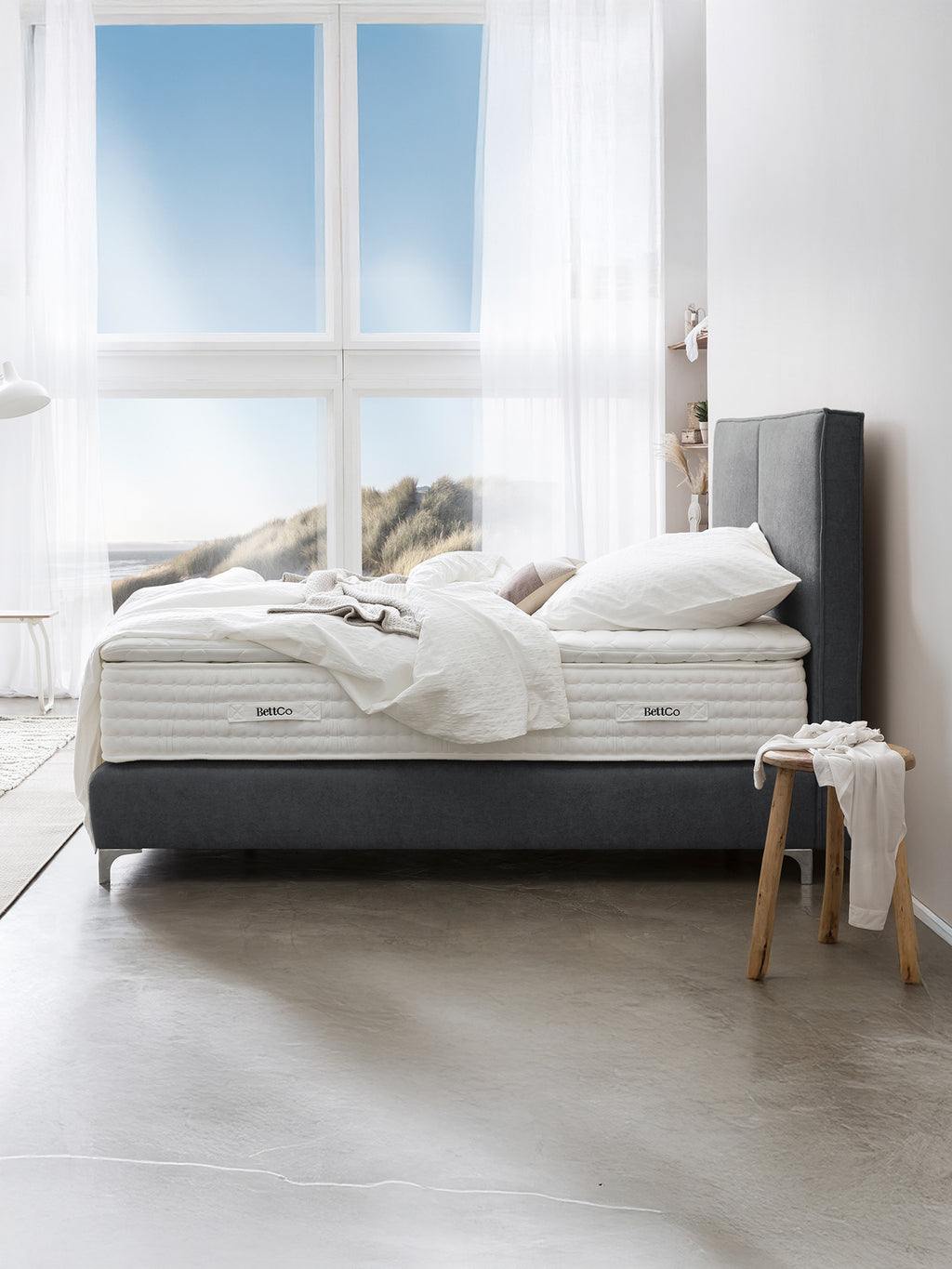 Teddy-Bouclé Boxspringbett Dunkelgrau BARI