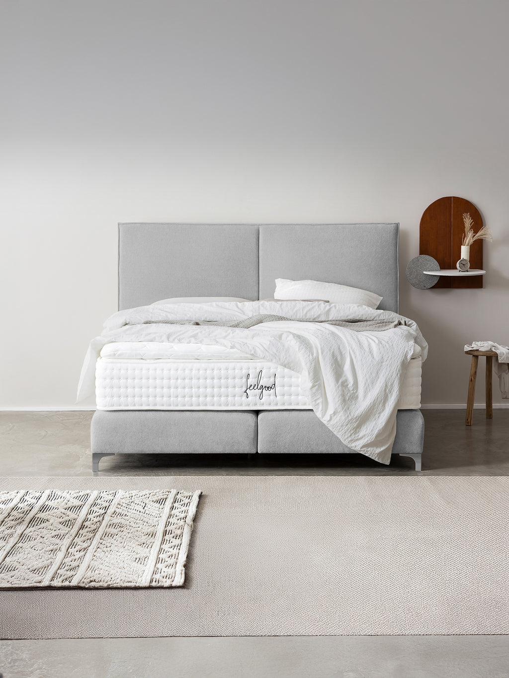 Teddy-Bouclé Boxspringbett Grau BARI