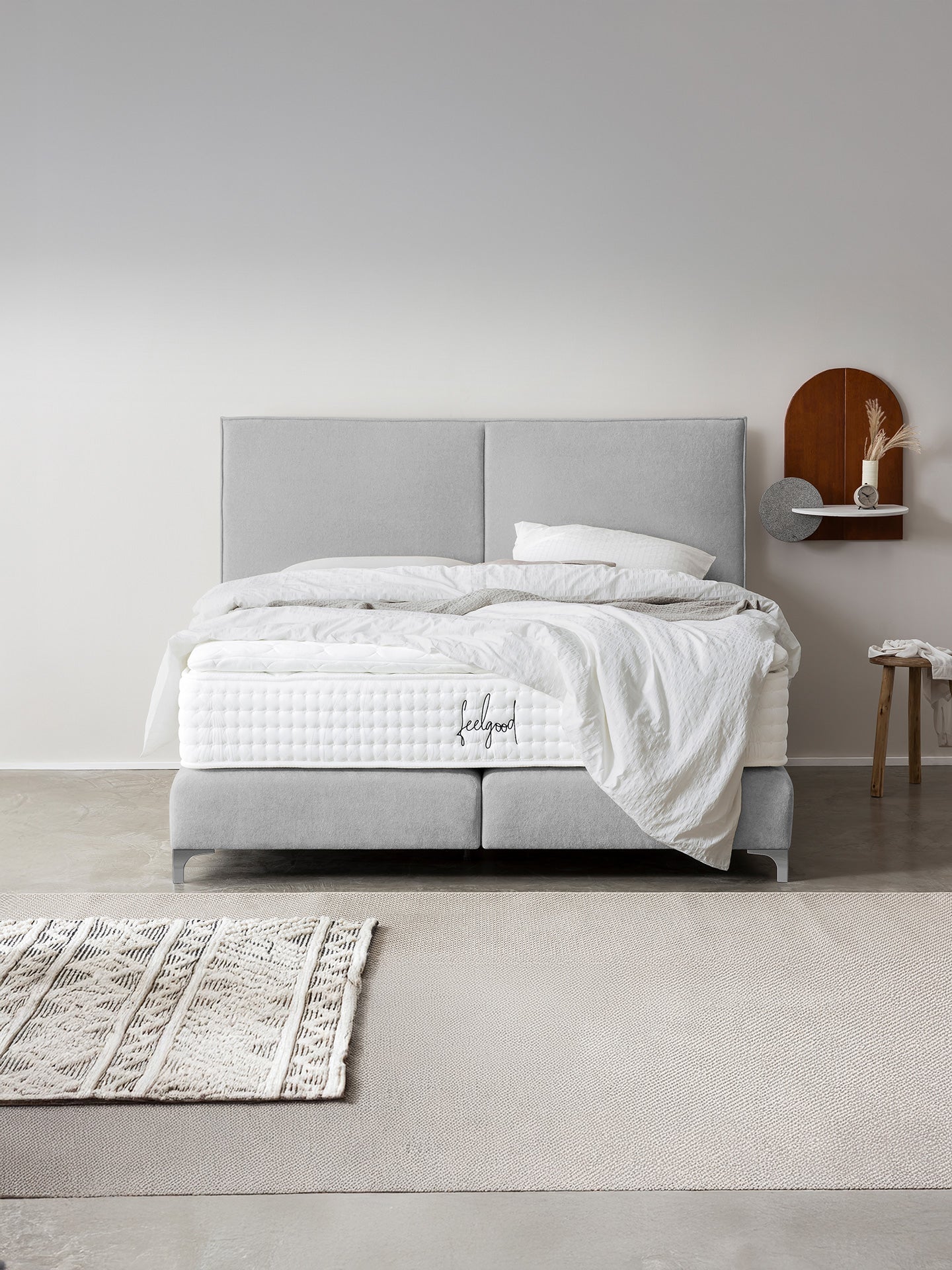 Teddy-Bouclé Boxspringbett Grau BARI