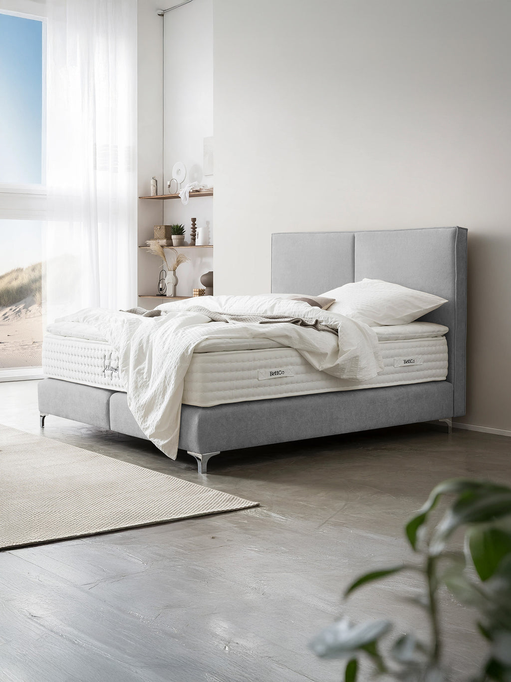 Teddy-Bouclé Boxspringbett Grau BARI