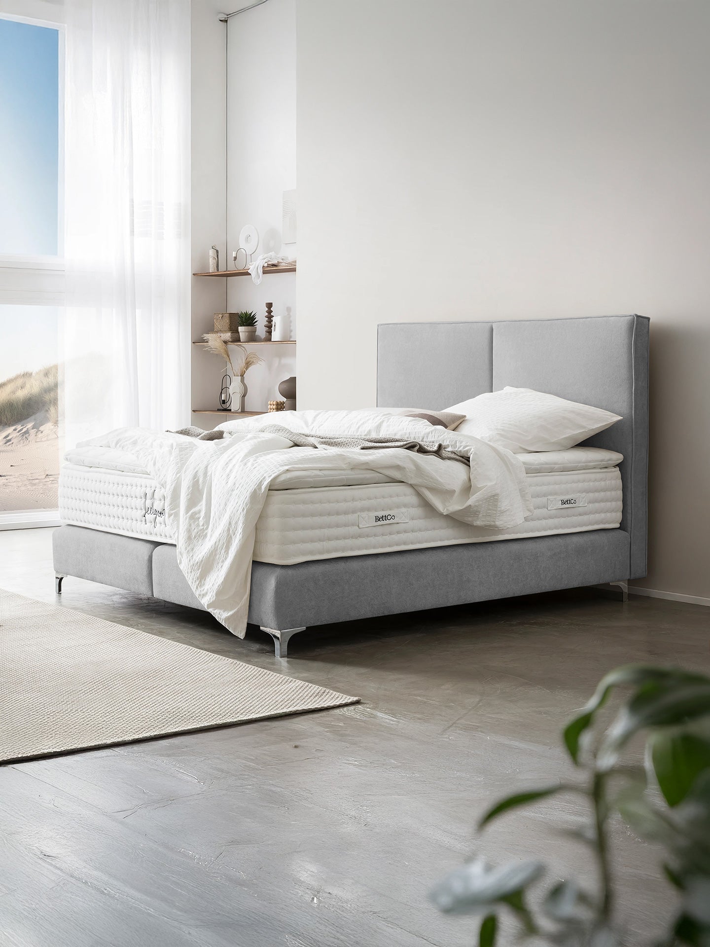 Teddy-Bouclé Boxspringbett Grau BARI