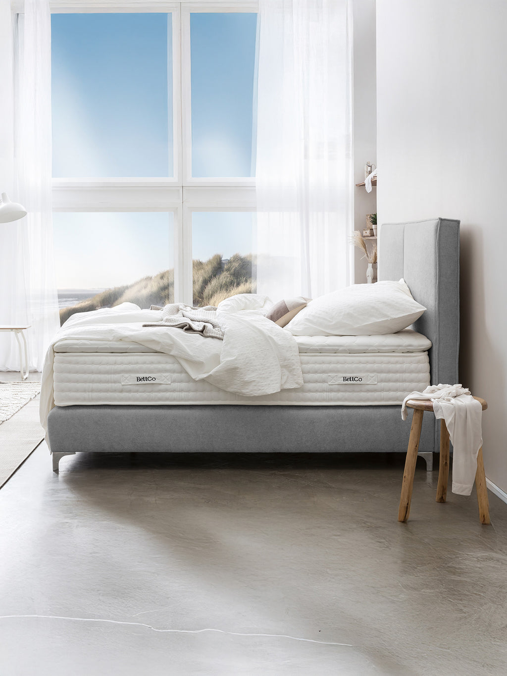 Teddy-Bouclé Boxspringbett Grau BARI