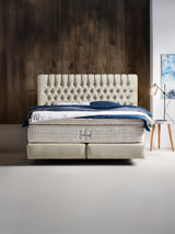 Samt Boxspringbett Creme CHESTER