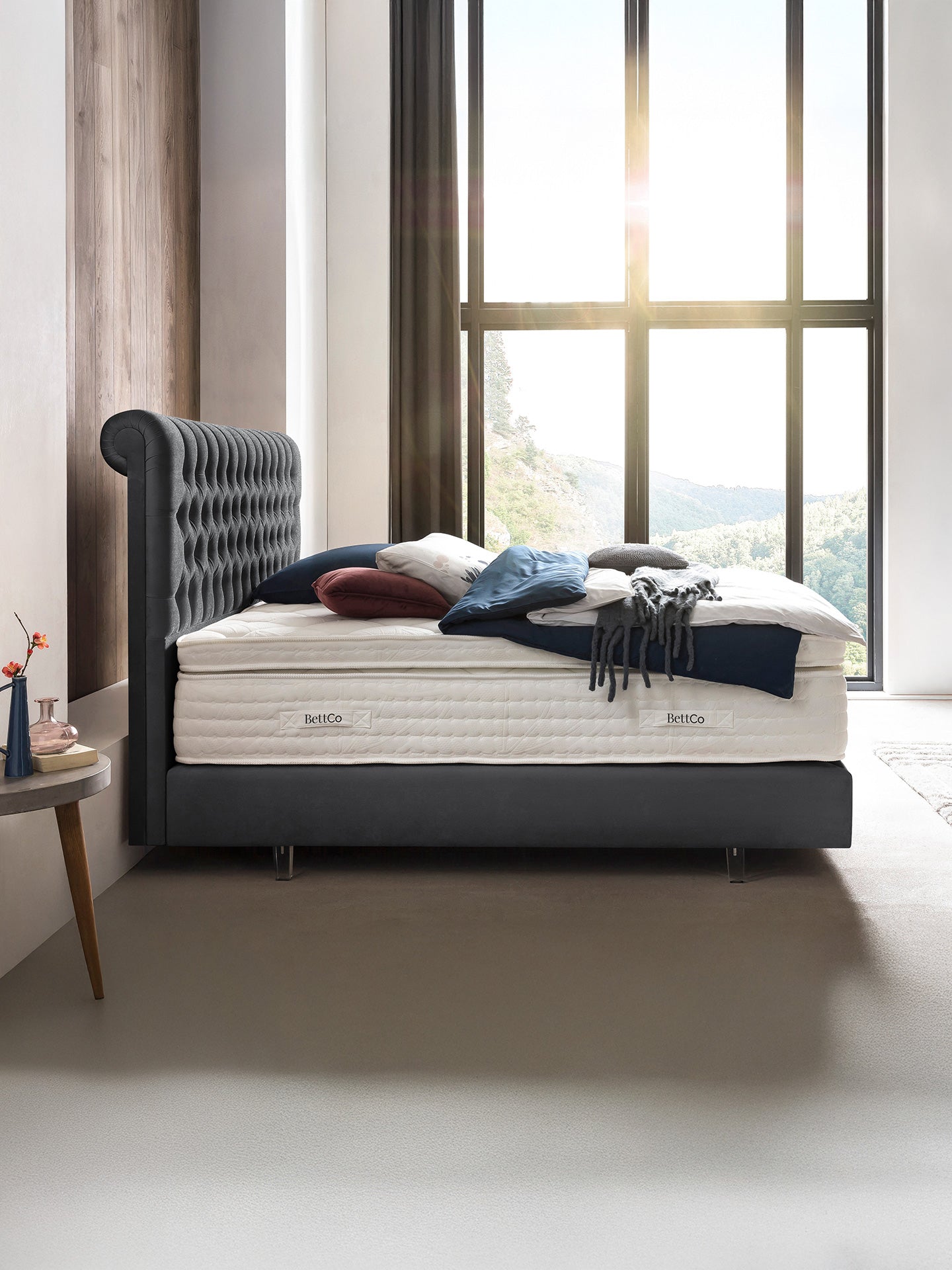 Samt Boxspringbett Dunkelgrau CHESTER