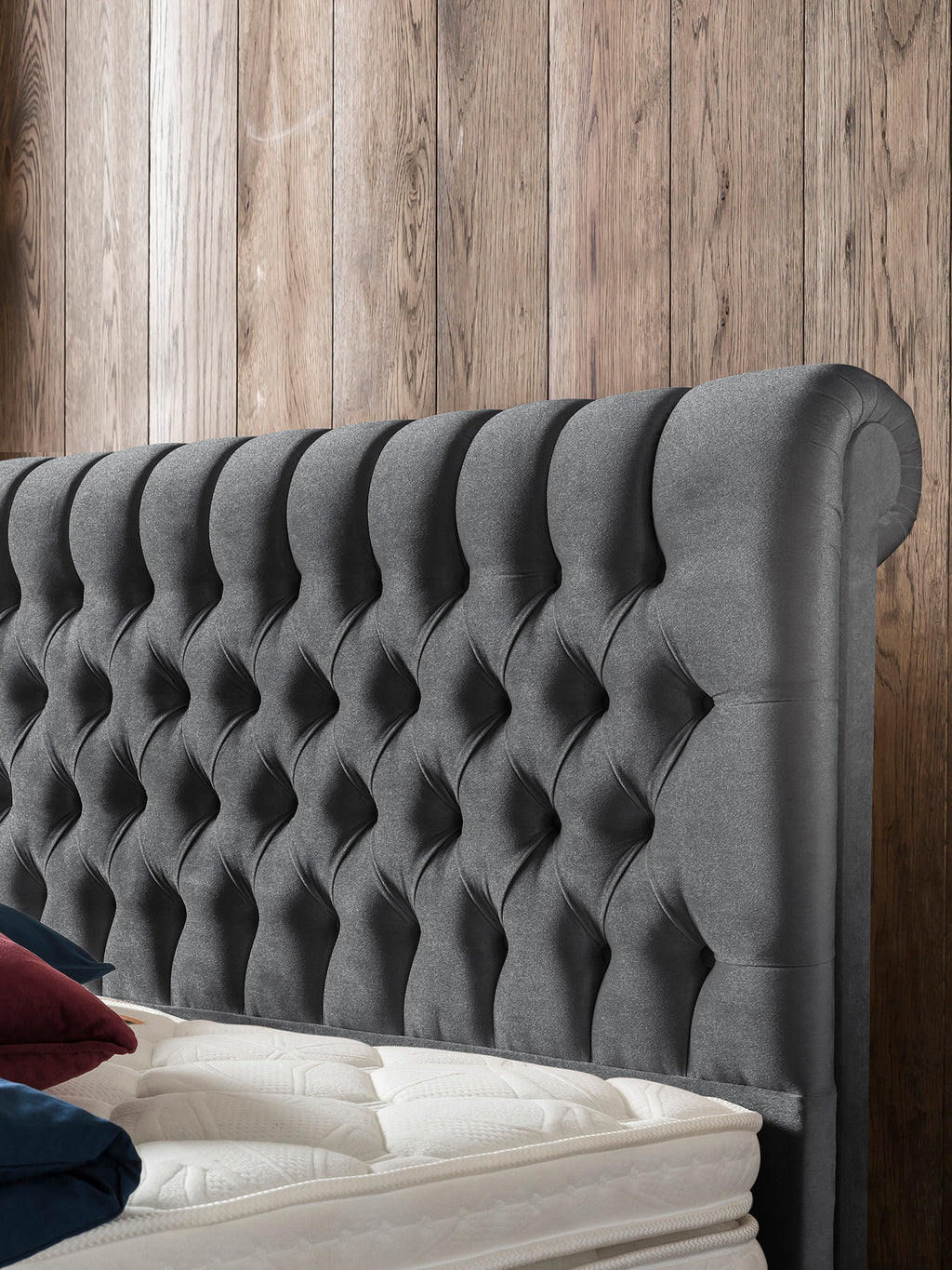 Samt Boxspringbett Dunkelgrau CHESTER